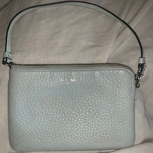 Powder Blue Coach zip wristlet